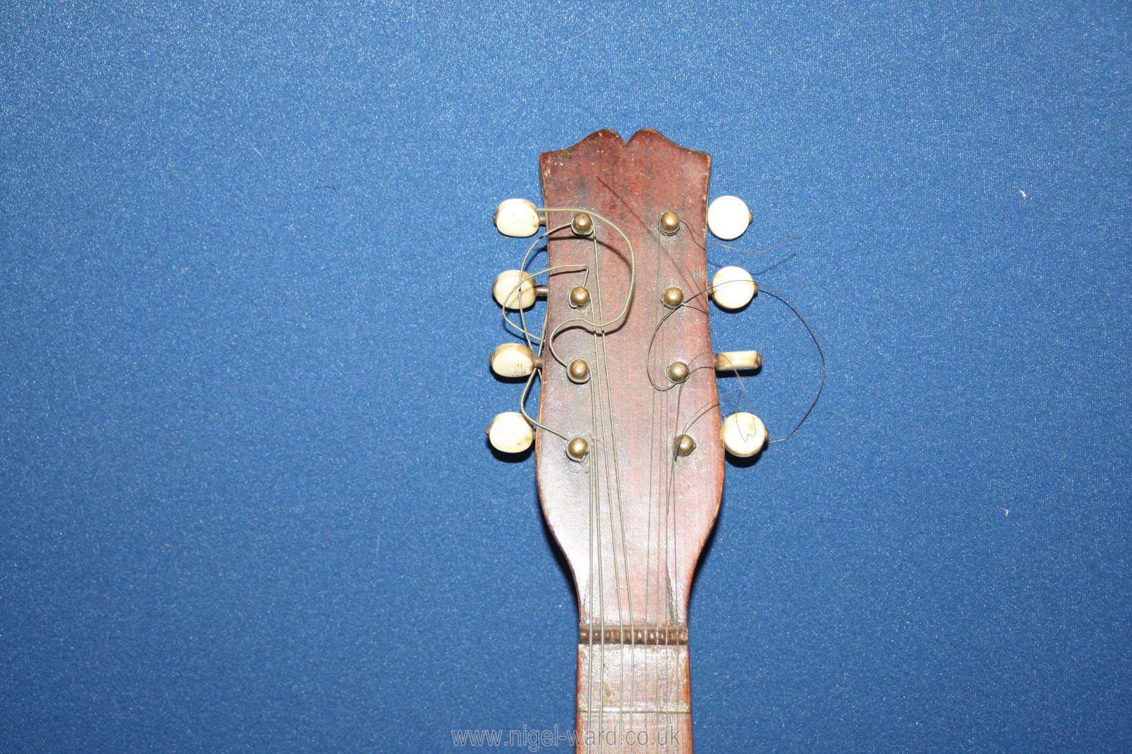An old mandolin with butterfly shaped inlay (a/f) and Mother of pearl detail, some damage, - Image 3 of 3