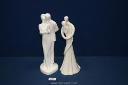 A Royal Doulton figure 'Happy Anniversary' and another white china model of a couple 'Profound