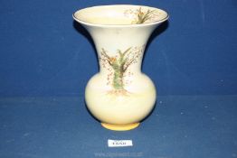 A Royal Doulton vase in bulbous form with flared top in 'English Cottage' pattern, 7 1/2''.