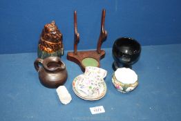 A quantity of china including cabinet cups and saucers, plate stand, etc.