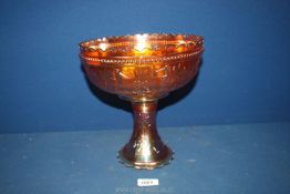 A Carnival glass Storks & Rushes pattern Punch Bowl.