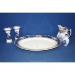 A small quantity of blue and white china including F & Sons 'Reaford' meat plate,