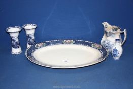 A small quantity of blue and white china including F & Sons 'Reaford' meat plate,