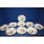 Nine Copeland Spode 'Pheasant' pattern side plates made for Waring and Gillows, Oxford St., London.