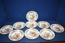 Nine Copeland Spode 'Pheasant' pattern side plates made for Waring and Gillows, Oxford St., London.