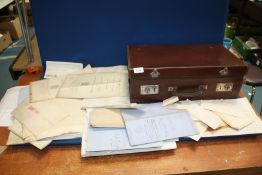A Suitcase and contents of Herefordshire related ephemera including indentures,
