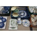 A quantity of china including Mason's cheese dish, vase and plates, Booths 'Old Willow' ,