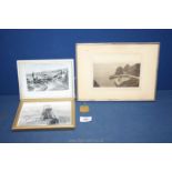 A framed photograph of Llanhilleth Colliery nos. 1 & 2 pits plus another and a brass N.C.B.