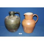 A Studio Pottery Ewer and French made pottery jug.