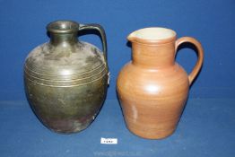 A Studio Pottery Ewer and French made pottery jug.