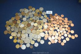 A quantity of coins to include francs, cents - French, Maltese and Irish etc.