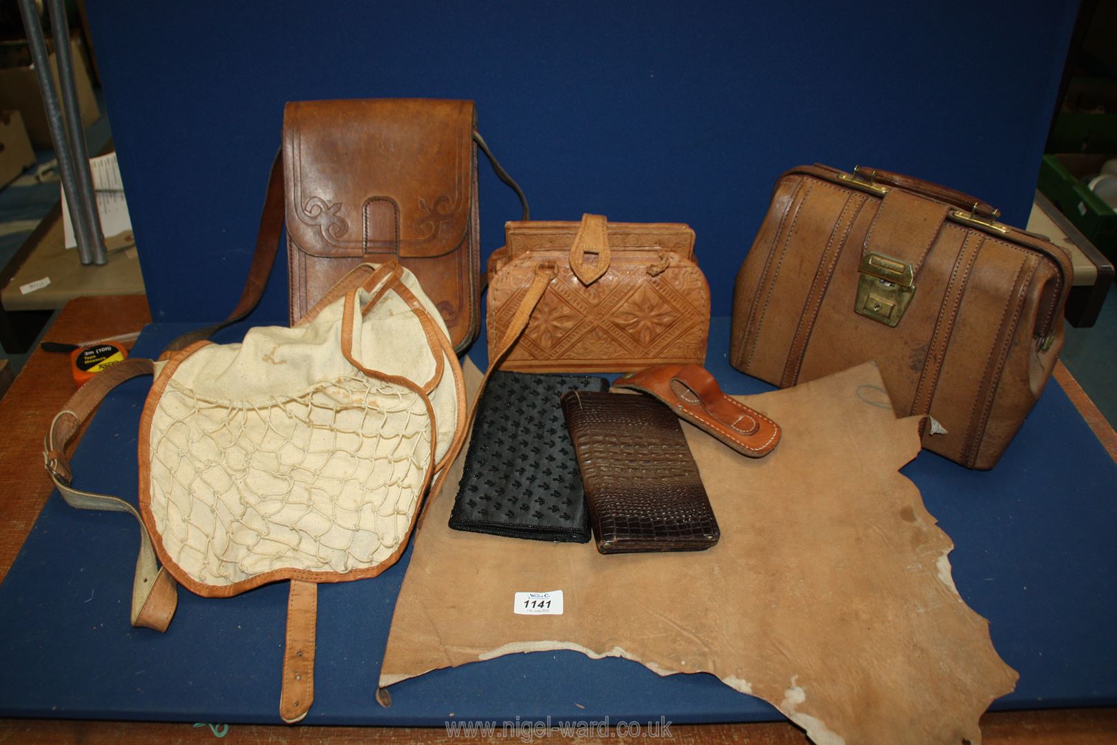 A quantity of bags including leather CNABC Gladstone bag, satchel, Crocodile skin manicure set,