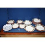 A quantity of dinnerware by M & Co 'Antique' pattern and five Furnivals 'Old Chelsea' soup bowls.