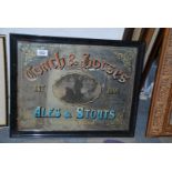 A pub mirror advertising 'Coach & Horses Ales and Stouts', 19 3/4'' x 16''.
