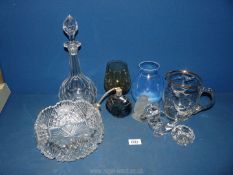 A small quantity of glass including gilt rimmed water jug with embossed seagulls,