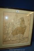 A framed and mounted Print of 'old' Monmouthshire map published by John Stockdale,