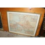 A framed Great Western Railway map (believed to be an original) highlighting main and branch lines