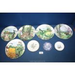 Five countryside wall plates by Wedgwood; The Beech Wood, The Farm Cottage,