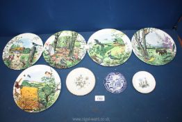 Five countryside wall plates by Wedgwood; The Beech Wood, The Farm Cottage,