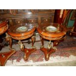 A pair of ornate mixed woods Occasional Tables,