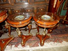 A pair of ornate mixed woods Occasional Tables,