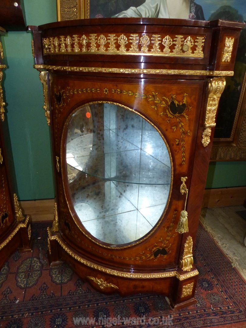 A pair of most ornate Corner Cabinets each having an upper frieze drawer and an oval panel glazed - Image 3 of 7