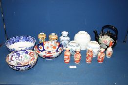 A quantity of oriental china including ginger jars, vases, Amherst, Japan |ironstone bowl,