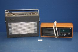 A Helmsman Hacker transistor radio and a Roberts RM30 electric radio.