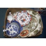 A small quantity of china including Johnson Bros 'The Friendly Village' meat plate,