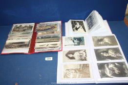 Three albums of postcards to include royalty, actresses, etc.