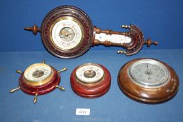 Four small aneroid Barometers.