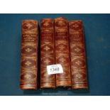 Four leather bound Charles Dickens novels to include; Little Dorrit, Barnaby Rudge,