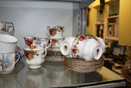 A Royal Albert Old Country Roses Teaset for six (no teapot).