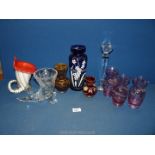 A box of miscellaneous glass to include a cut glass trumpet style glass,