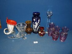 A box of miscellaneous glass to include a cut glass trumpet style glass,