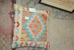 A Chobi Kilim Afghan cushion, 18'' square.