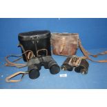 A cased pairs of Binoculars : Carl Zeiss 'Agent, J H Steward, London, case a/f and Tento 8 x 40.