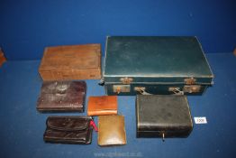 A vintage correspondence case with jewellery boxes, purses etc.