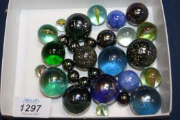 A small quantity of marbles.