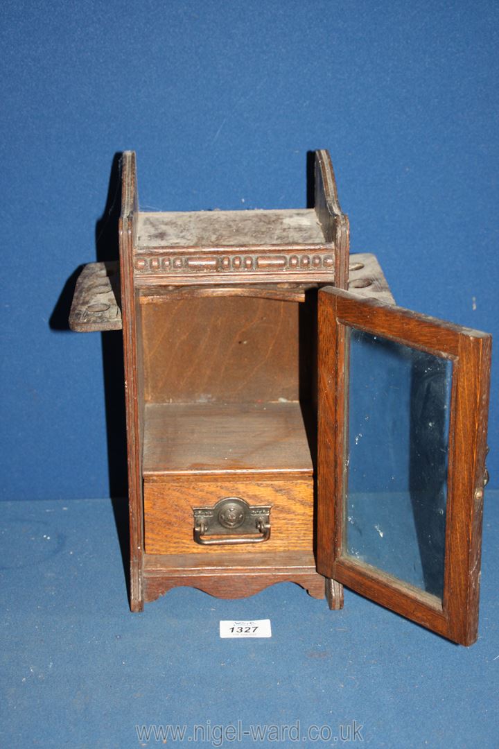 A smoker's Cabinet with glass door and interior drawer, 9" wide x 11" tall. - Image 2 of 2