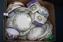 A quantity of china including green and white Garland part dinner service,