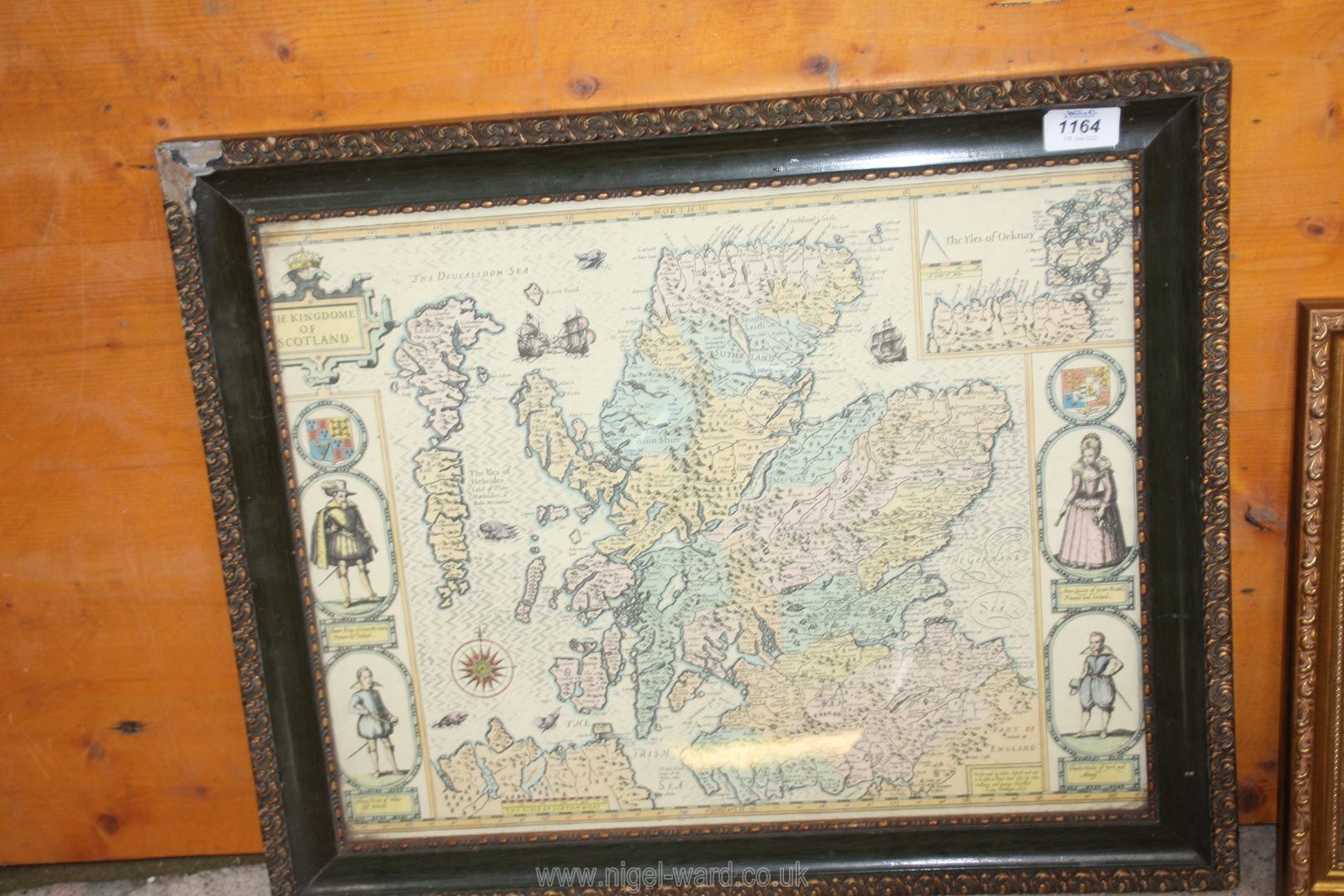 A copy of a John Speed map 'Kingdom of Scotland', frame damaged, - Image 2 of 2