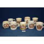 A quantity of old commemorative mugs, cups etc including 1937 and 1953 Coronations,