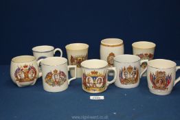 A quantity of old commemorative mugs, cups etc including 1937 and 1953 Coronations,