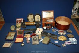 A quantity of miscellanea including hand made train, playing cards, vintage games,