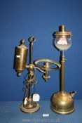 Two brass oil lamps,