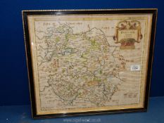 A framed Map of Herefordshire, 16'' x 14'', by Robert Morden,