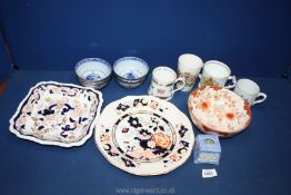 Two Mason's plates in Mandarin and Mandalay, an oriental bowl and four small ones,