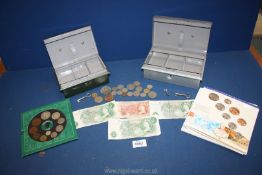 Two presentation sets of pre decimal coins including Libra, Solidus, Denarius (pounds,