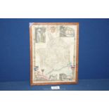 A small historic map of Monmouthshire, 8'' x 10'', frame a/f.